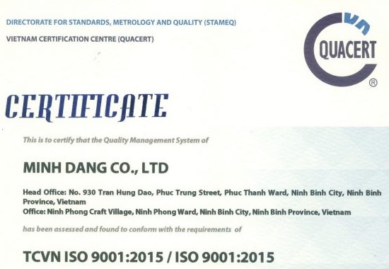 Chứng nhận Hệ thống Quản lý Chất lượng theo tiêu chuẩn TCVN ISO 9001:2015 / ISO 9001:2015.